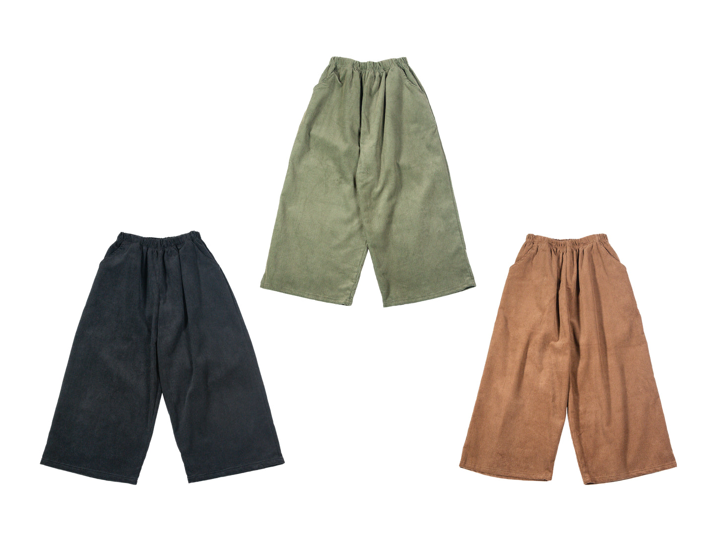 Pantalone Cropped Ampio in Velluto a Coste