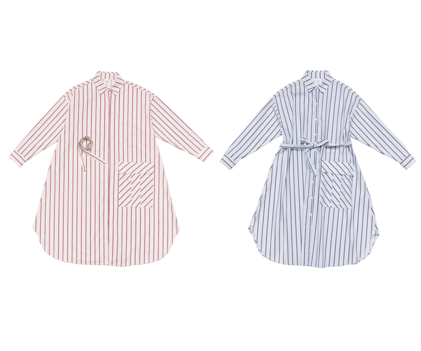 Abito Camicia Righe con Cintura