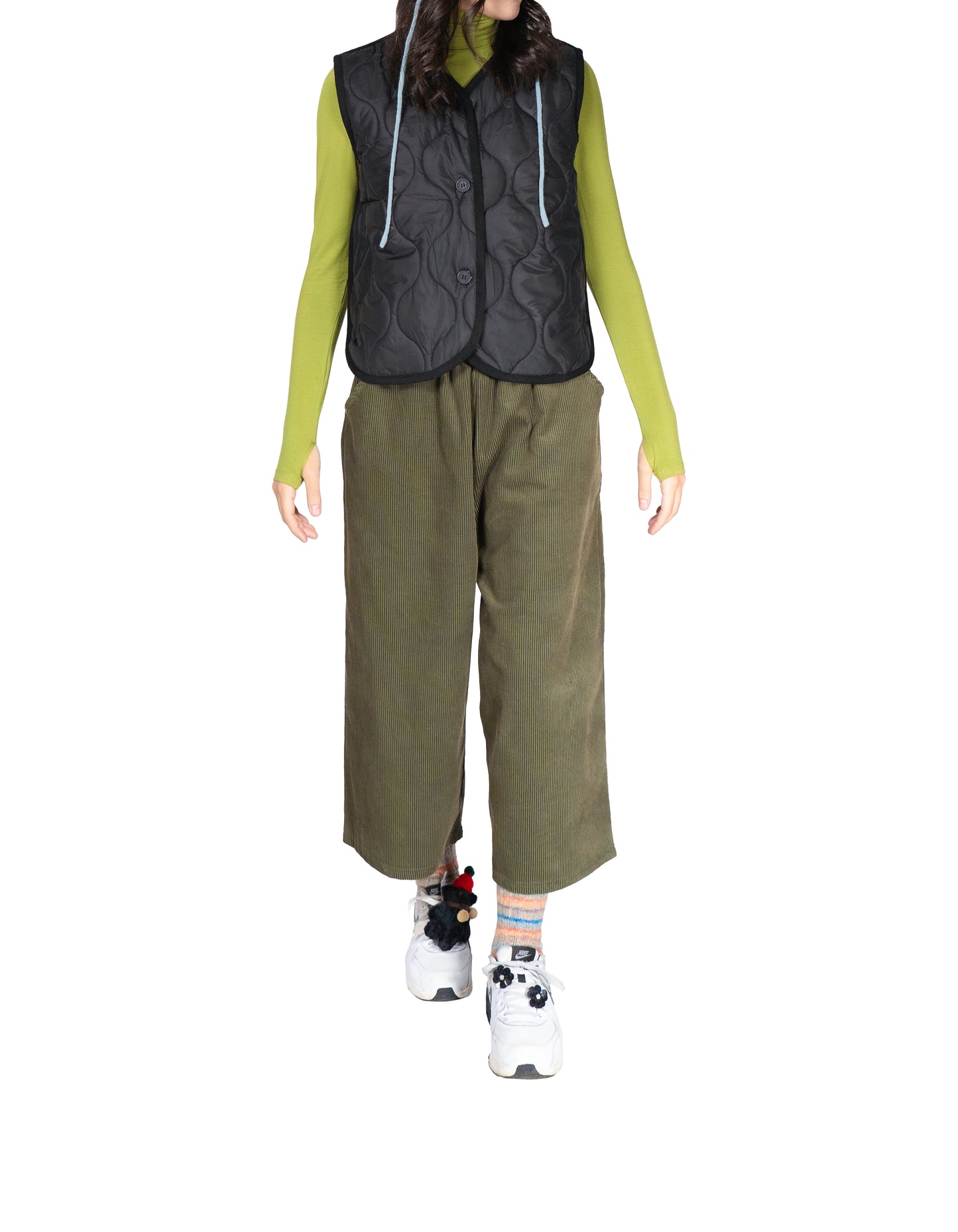 Pantalone Cropped Ampio in Velluto a Coste