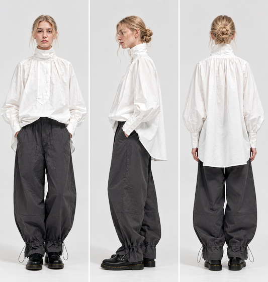 Camicia ampia collo alto-Form