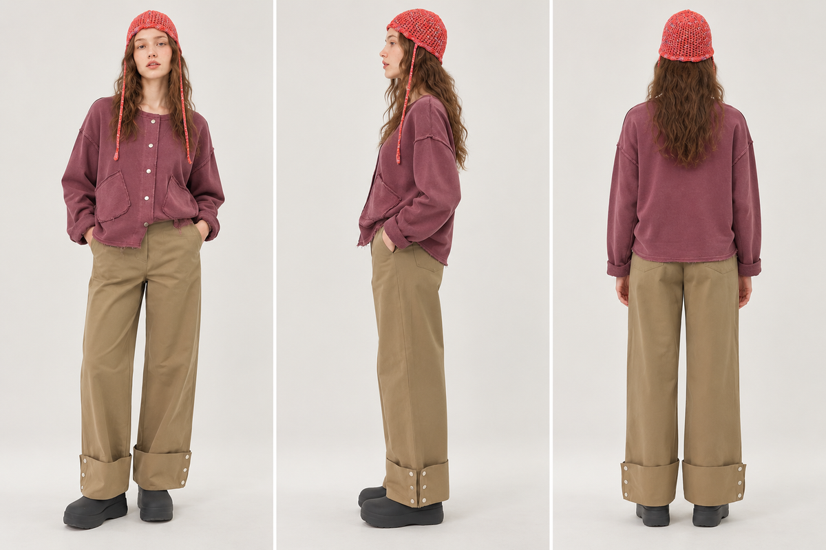 Pantaloni straight-leg con risvolto e bottoni
