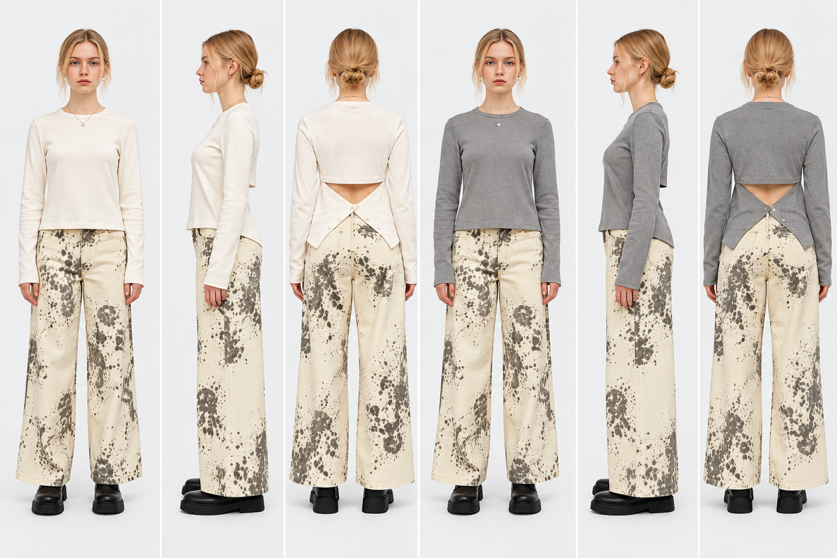 Jeans Wide Straight-Leg Animal Print
