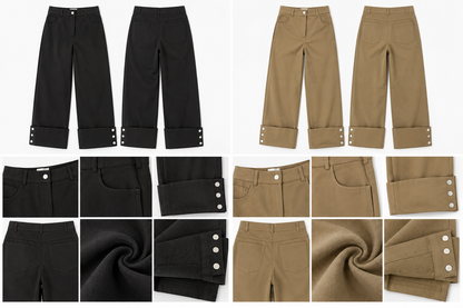 Pantaloni straight-leg con risvolto e bottoni